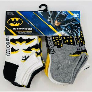 dc batman the dark knight 10 pack kids no show socks sizes 4-6